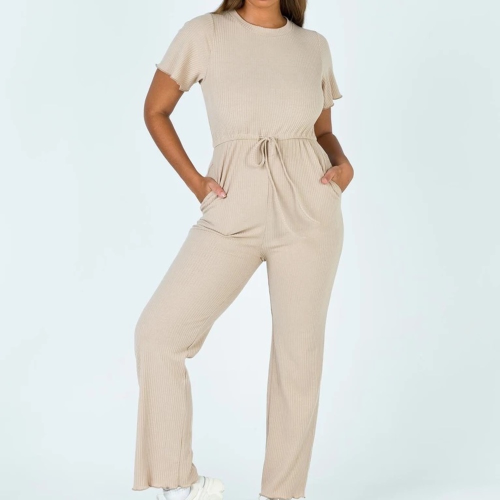 Princess Polly Ribbed Tan Jumpsuit